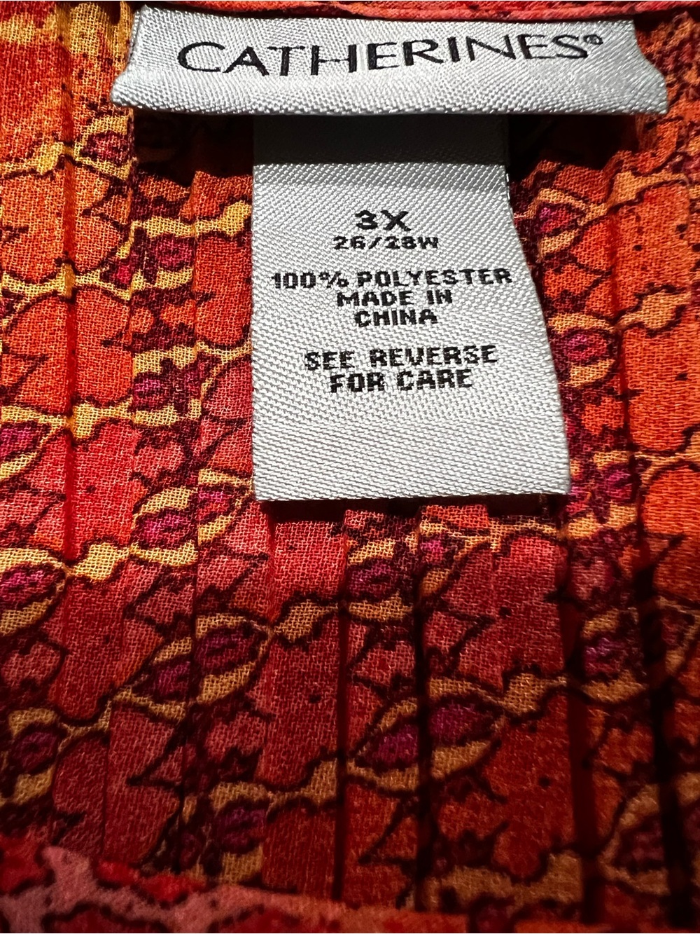 Catherines Red-Orange Printed Sequin-Trim Tunic - Picture 3 of 6